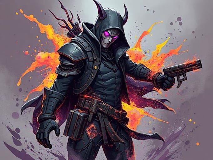 design cyberpunk and fantasy character splash art