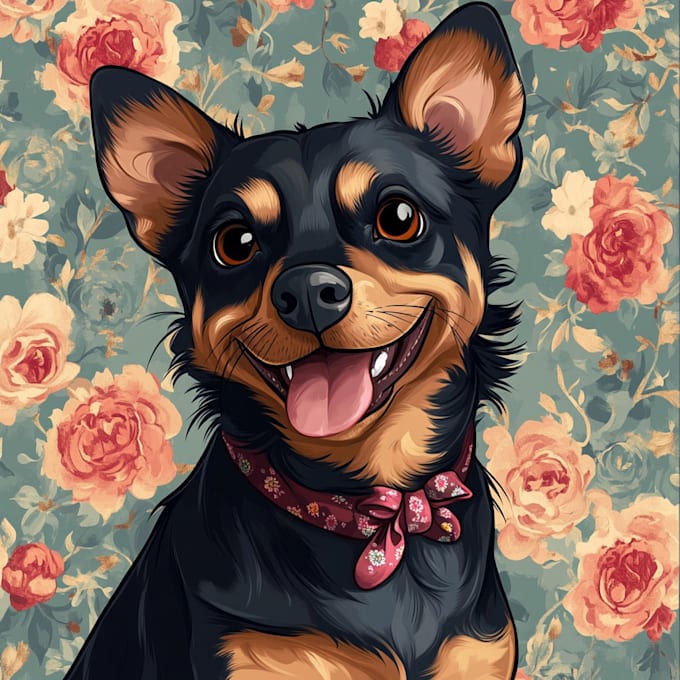 draw cute cartoon pet portrait
