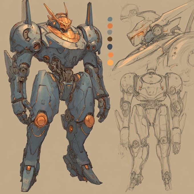 design custom mecha, robot, cyborg character
