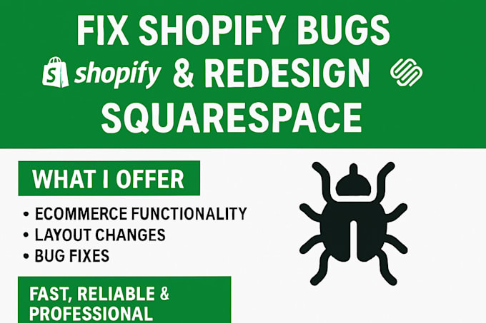 fix shopify bugs redesign squarespace website ecommerce functionality issues