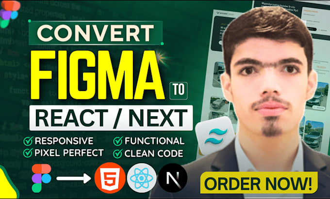 expertly convert figma design to html, react js, next js responsive website