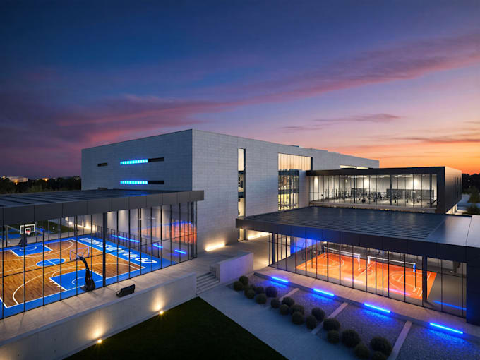do 3d video walkthrough and rendering for sports complex
