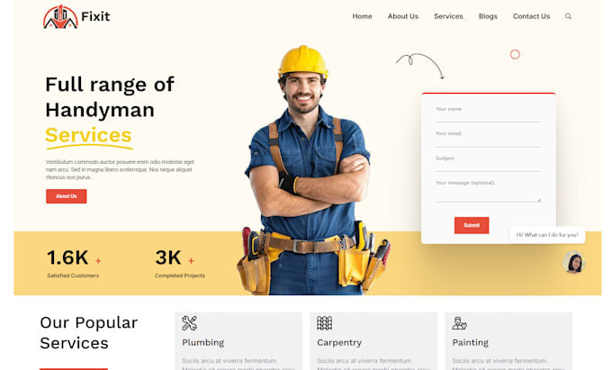 design cleaning service, plumber, handyman, and electrician website