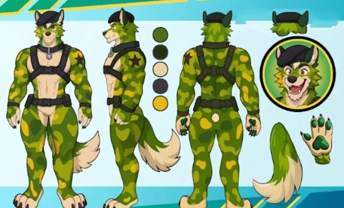 Draw furry art furry reference sheet ref sheet of fursona character by ...