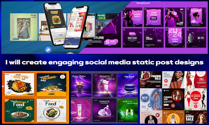 Create engaging social media static post designs for you by Expert ...