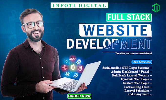 be your full stack laravel developer for custom website, bug fix, ajax html css