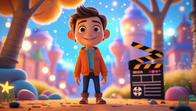 Maak 3d ai pixar-stijl geanimeerde video's korte films intros en personages