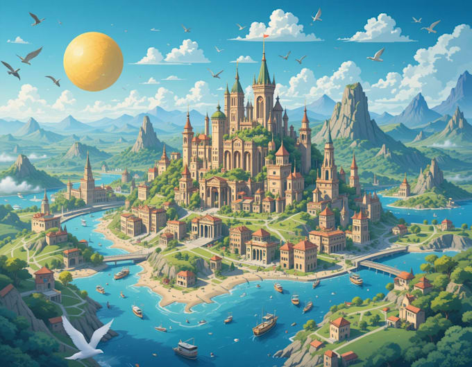 create city, event, tourist, and fantasy map illustration