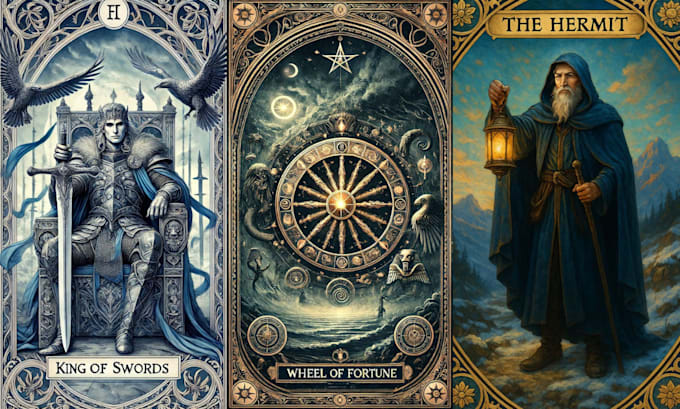Illustrate tarot card design tarot card style, healing tarot card deck ...