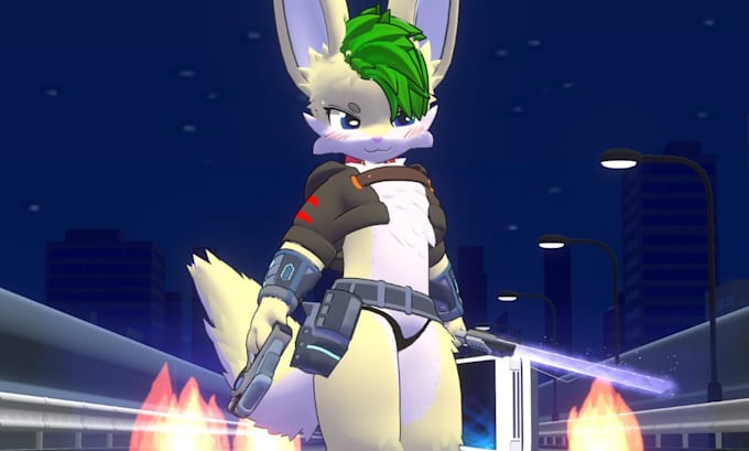 create 3d model furry avater anime characher, vrchat avatar for vrc, vtubing