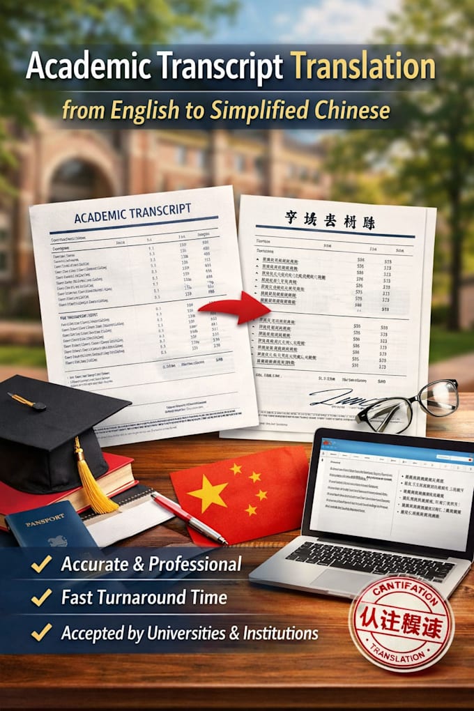 provide academic transcript translation from english to simplified chinese