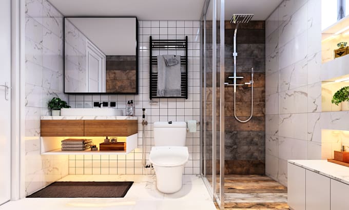 do bathroom 2d layout with 3d renderings