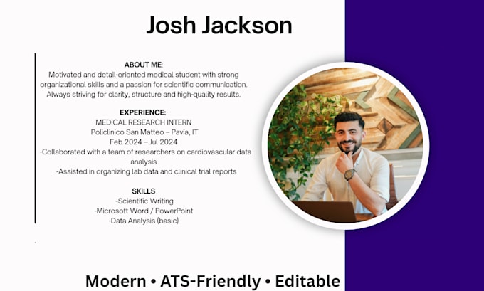 design a clean and modern resume or CV in PDF