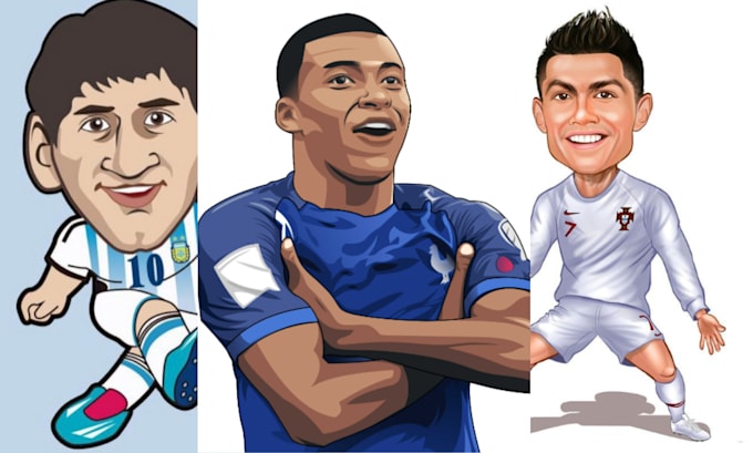 draw cartoon or caricature portrait, football players, political from your photo