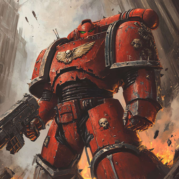 make a detailed warhammer illustration, paint warhammer