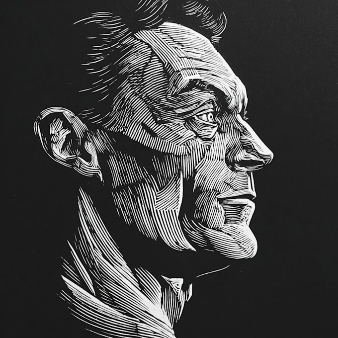 create a portrait print linocut