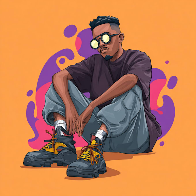 draw cartoon character in vector format for branding and merch
