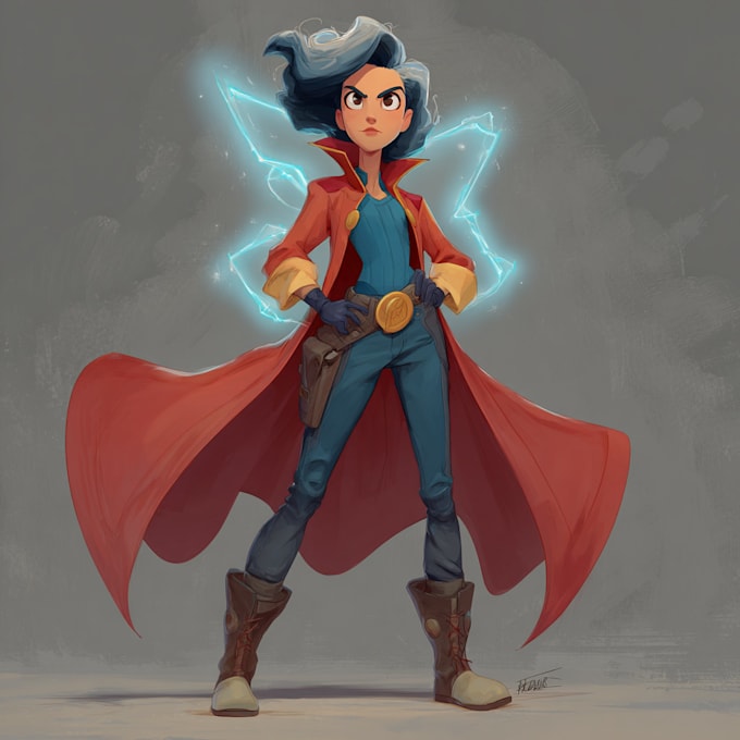 drawing custom superhero character in action