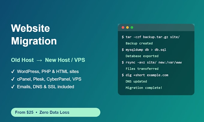 migrate your website to new hosting, cpanel or vps server