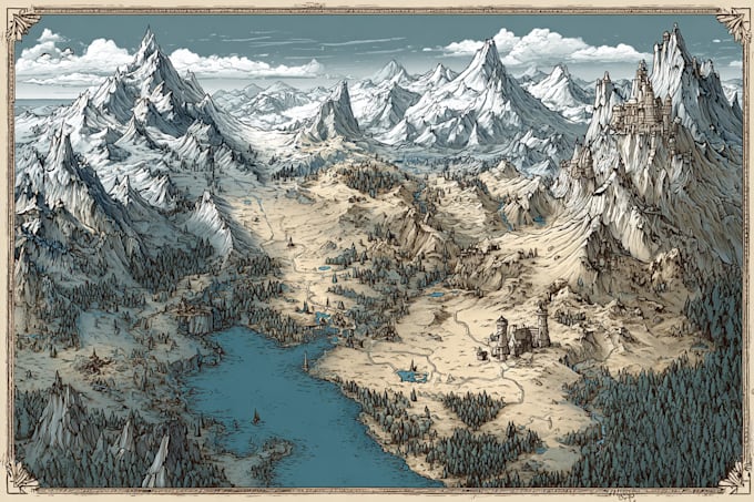 create fantasy map illustration or site plan in illustrator