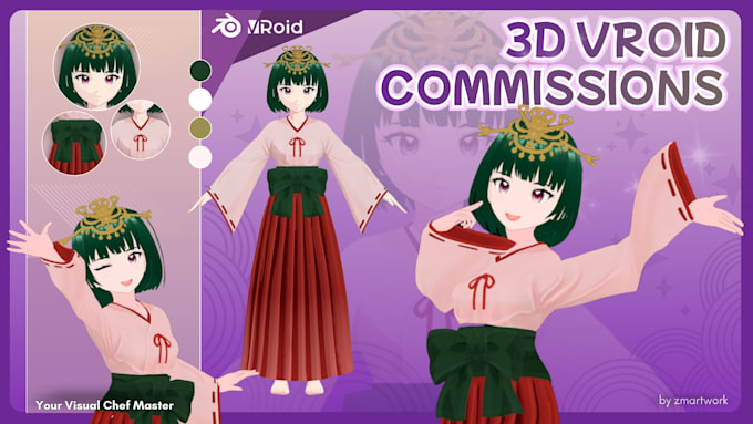 create high quality 3d character for vtuber, anime, 3d rigging or vroid model