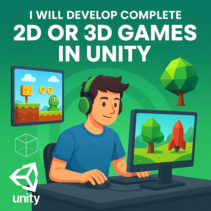 develop complete 2d or 3d games in unity