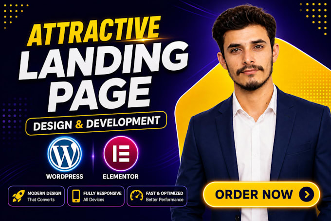 design responsive wordpress landing page with elementor, homepage design