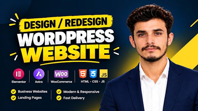 design responsive wordpress landing page with elementor, homepage design