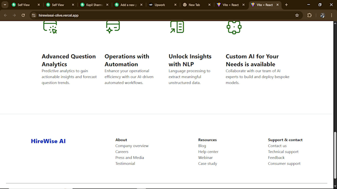 create landing page of website