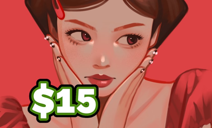 draw custom digital character portraits in a cute art style