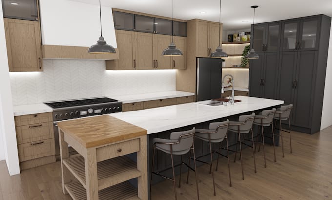 design custom kitchen cabinets using sketchup 3d and rendering