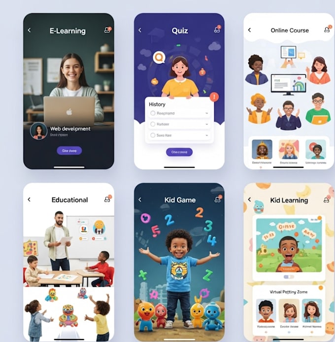 develop elearning app, quiz app, online course, educational app kid learning app