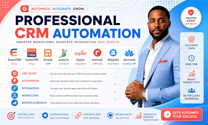 setup espocrm suitecrm streak tawk zapier integration resimpli dripjobs zenmaid