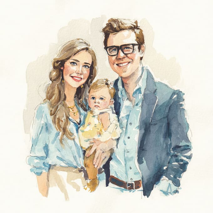 create a watercolor family portrait