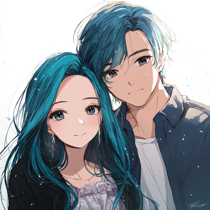 draw anime couple portrait