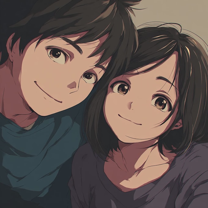 do anime couple art portrait