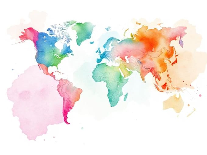 watercolor map illustration just for you