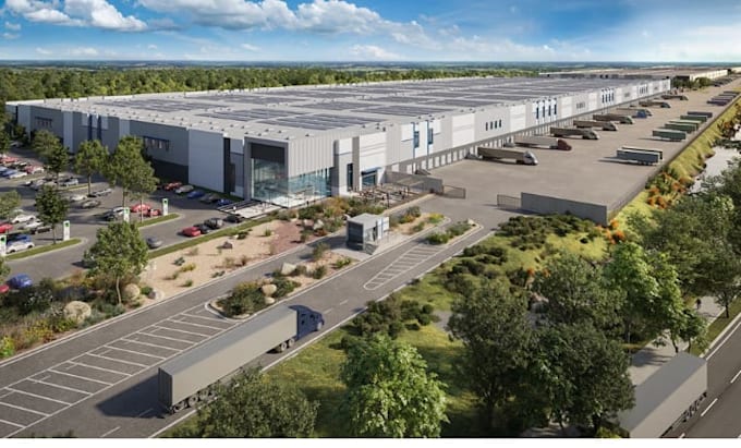create cgi 3d warehouse, data center, commercial and factory building, render