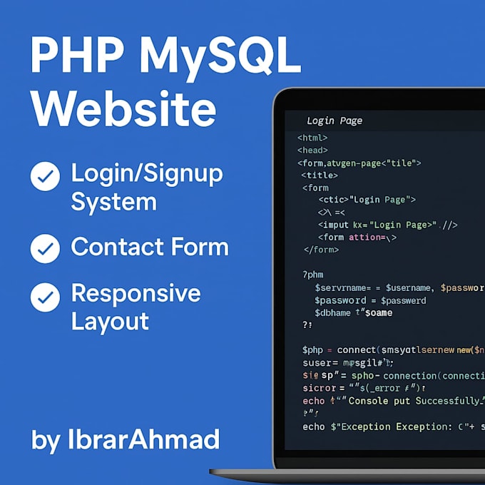 create a responsive HTML CSS website with PHP javascript and mysql
