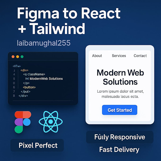 convert figma to react  tailwind  pixel perfect responsive UI
