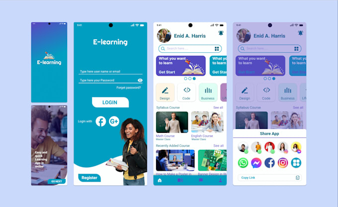 develop elearning app, quiz app educational app online course app, kid games app