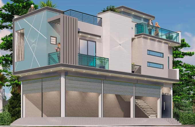 urgently create 3d front elevation