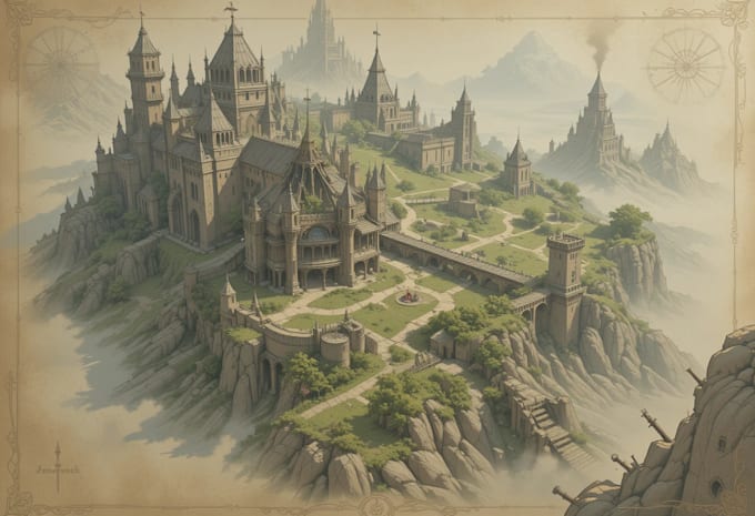 make fantasy map illustration for dnd, novels and games