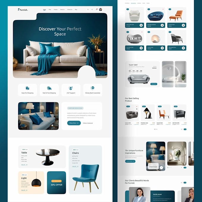 create a simple responsive HTML CSS react portfolio desgin