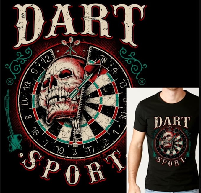 make vintage skull darts t shirt logo