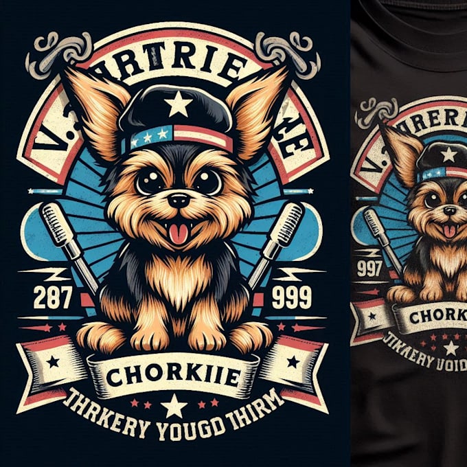design vintage chorkie mascot logo t shirt design with t shirt design