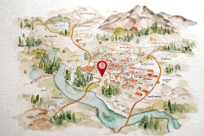 design elegant hand painted watercolor maps for events