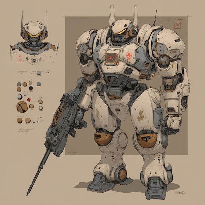 make a sci fi illustration, mecha or robot character design