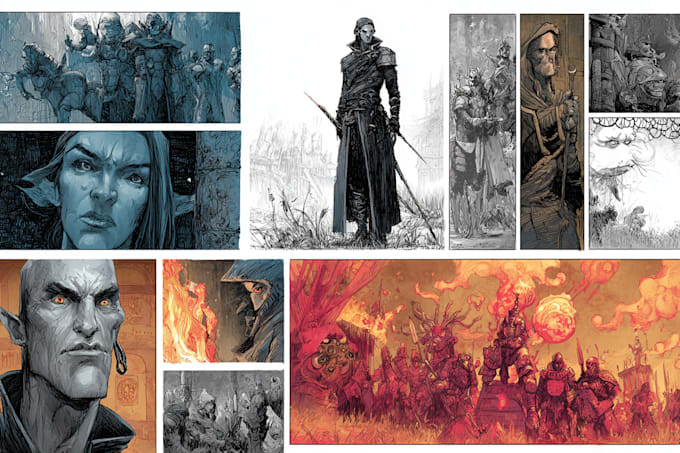 draw comic art for books, panels, and characters
