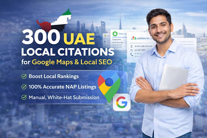 build 300 uae local citations for google maps and local SEO